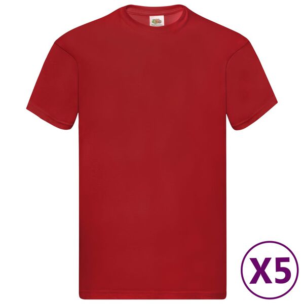 Fruit of the Loom Original T-shirts 5 pcs Red M Cotton