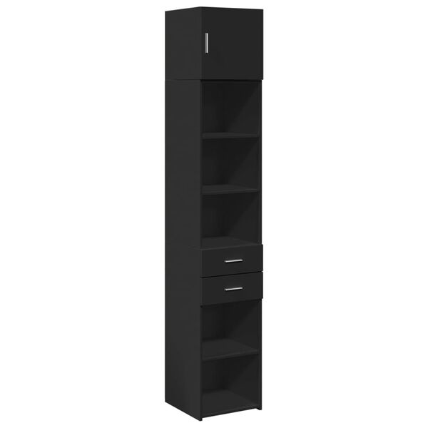 vidaXL Slim Storage Cabinet Black 40x42.5x225 cm Engineered Wood