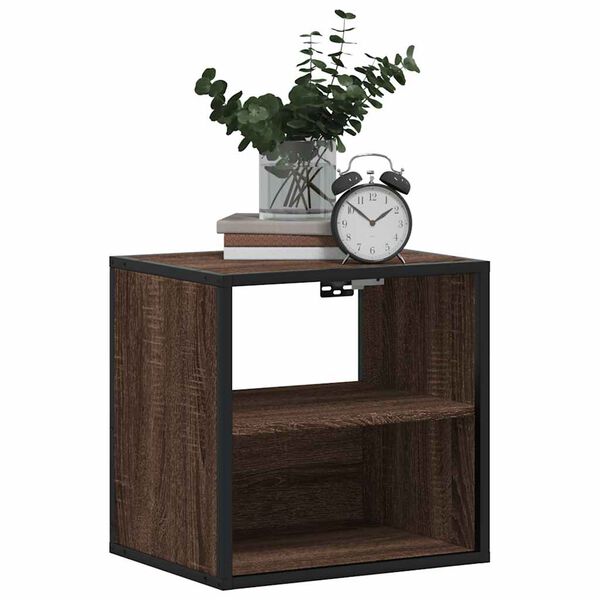 vidaXL Wall-mounted Bedside Cabinet Brown Oak 40x31x39.5 cm
