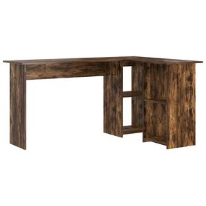 vidaXL Desk Smoked Oak 142 x 102 x 73 cm Engineered Wood