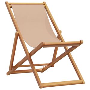 vidaXL Folding Chair Taupe Solid Wood Eucalyptus and Fabric