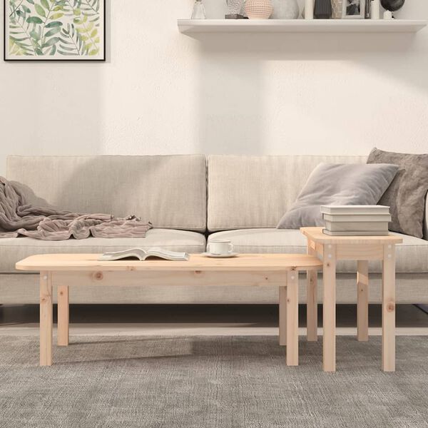 vidaXL 2 Piece Coffee Table Set Solid Wood Pine