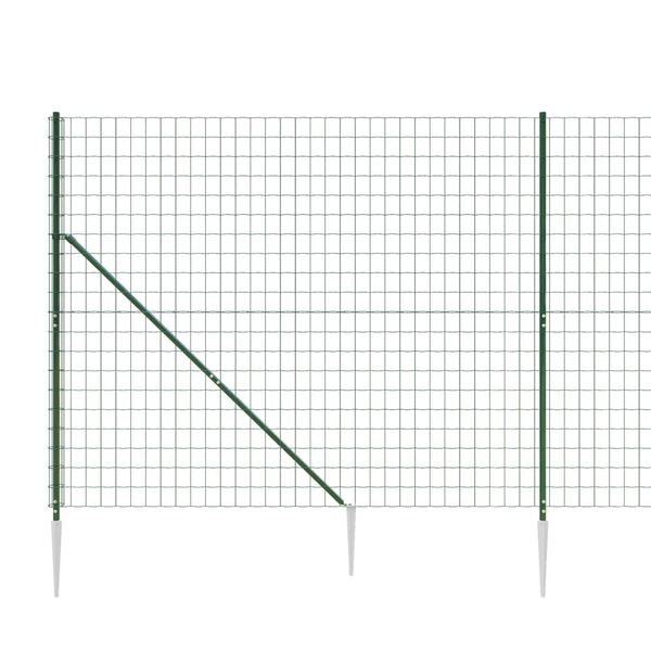 vidaXL Wire Mesh Fence with Spike Anchors Green 1.4x25 m