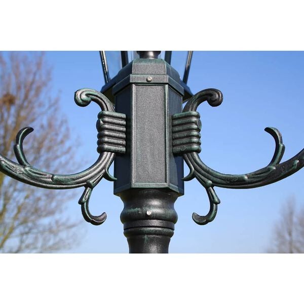 vidaXL Garden Light Post 3-arms 230 cm Dark Green/Black Aluminium