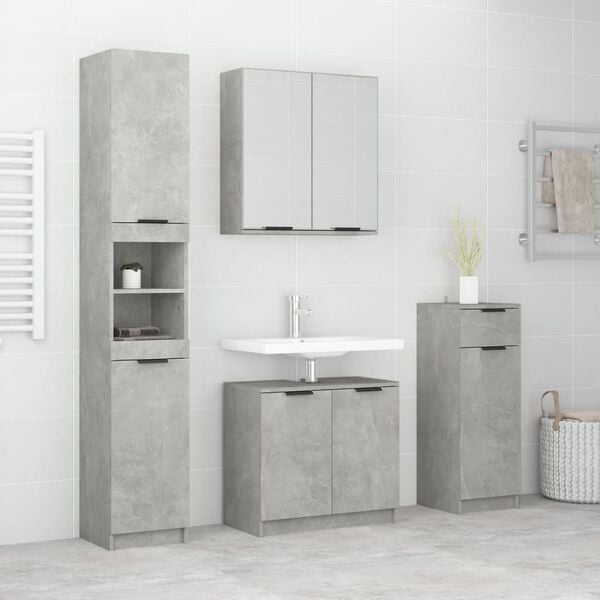 vidaXL 4 Piece Bathroom Cabinet Set Concrete Grey Engineered Wood