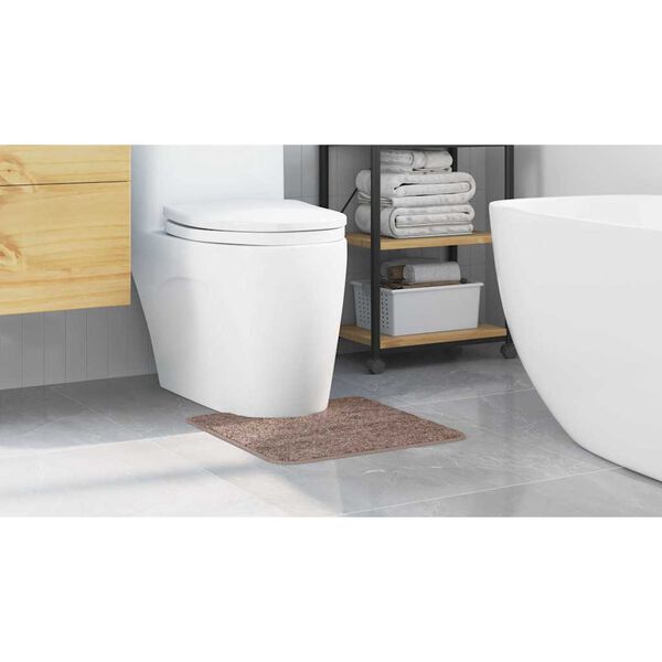vidaXL Anti-slip Bath Mat with Toilet Cut Brown 50 x 50 cm PP