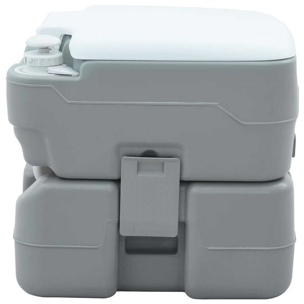 vidaXL Camping Toilet Manual Grey and White 41.5 x 36.5 x 37.5 cm
