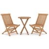 vidaXL 3 Piece Garden Dining Set Solid Wood Teak