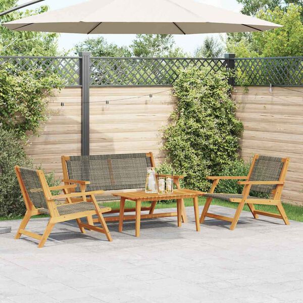 vidaXL Garden Chairs with Table 4 pcs Grey 90 x 45 x 40 cm