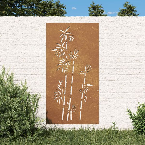 vidaXL Garden Wall Decoration 105x55 cm Corten Steel Bamboo Design