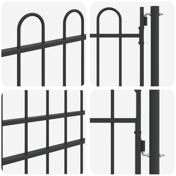 vidaXL Fence Gate with Lock Grey 103 x 225 cm Powder-Coated Steel