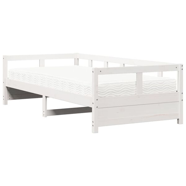 vidaXL Daybed with Mattress White 90x200 cm Solid Wood Pine