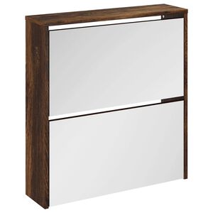 vidaXL Shoe Cabinet with Mirror 2-Layer Smoked Oak 63x17x67 cm