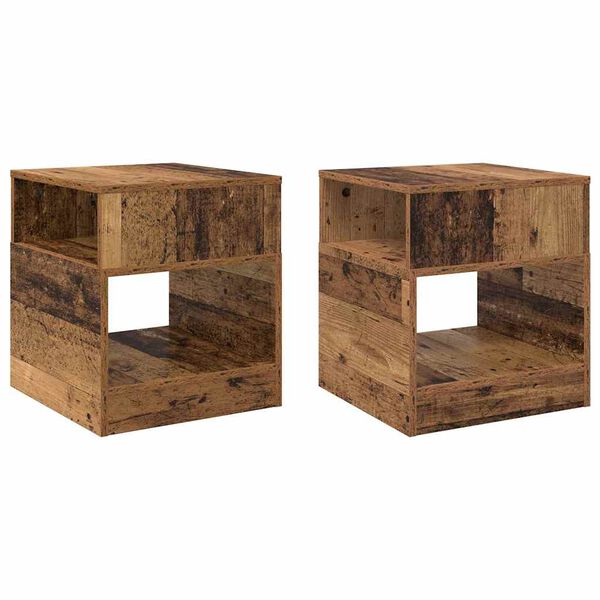 vidaXL End Table 2 pcs Old Wood 40.5 x 40 x 45 cm Engineered Wood