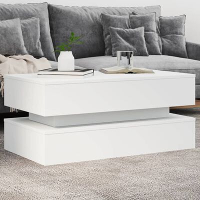 vidaXL Coffee Table with LED Lights White 90x50x40 cm