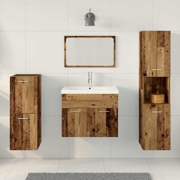 vidaXL Bathroom Furniture Set with Shelf 5 pcs Brown Engineered Wood