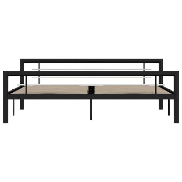 vidaXL Bed Frame without Mattress Black and White Metal 180x200 cm Super King