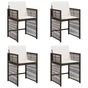 vidaXL Garden Chairs with Cushions 4 pcs Brown Poly Rattan