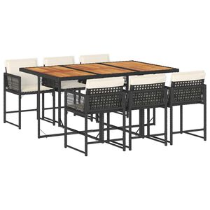 vidaXL Garden Dining Set | Black, Brown, Cream White