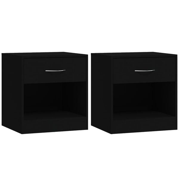 vidaXL Bedside Cabinets 2 pcs with Drawer Black