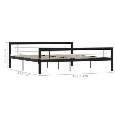 vidaXL Bed Frame Black and White Metal 180x200 cm Super King