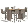 vidaXL 7 Piece Garden Bar Set without Cushions Grey Poly Rattan Acacia