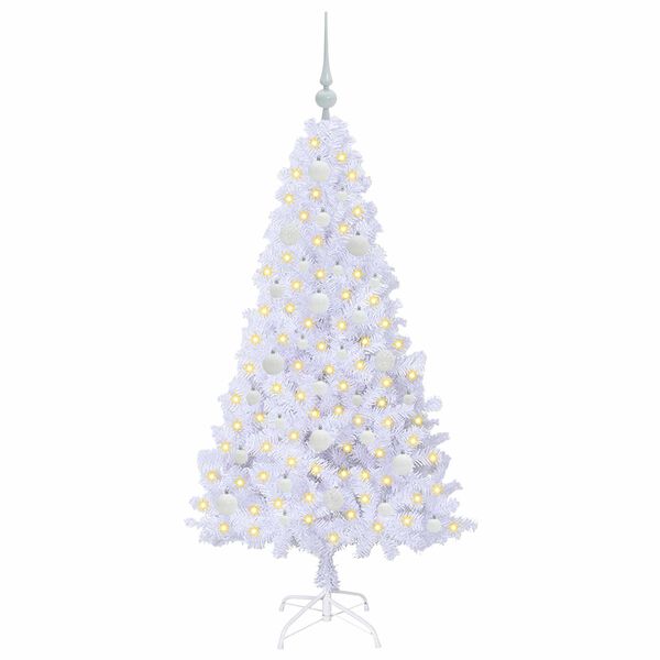 vidaXL Artificial Christmas Tree with Stand White 150 cm PVC and Steel