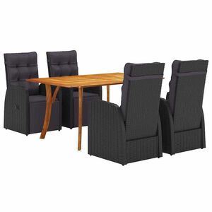 vidaXL Garden Dining Set 5 pcs Black Poly Rattan