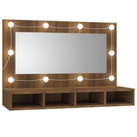 vidaXL Mirror Cabinet with LED Brown Oak 90x31.5x62 cm
