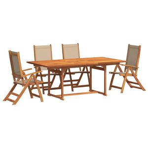 vidaXL 5 Piece Garden Dining Set Solid Wood Acacia and Textilene