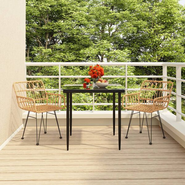 vidaXL 3 Piece Garden Dining Set Poly Rattan