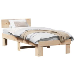 vidaXL Bed Frame with Headboard Natural 90 x 190 cm Solid Pine Wood