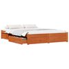 vidaXL Bed Frame with Drawer Wax Brown 150 x 200 cm Solid Pine Wood