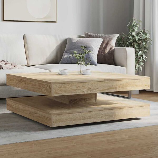 vidaXL Coffee Table 360-Degree Rotatable Sonoma Oak 90x90x34.5 cm
