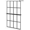vidaXL Walk-in Shower Wall with Shelf Black 118x190 cm ESG Glass&Aluminium