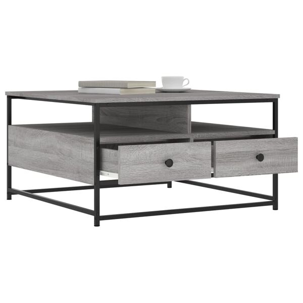 vidaXL Coffee Table Grey Sonoma 80x80x45 cm Engineered Wood