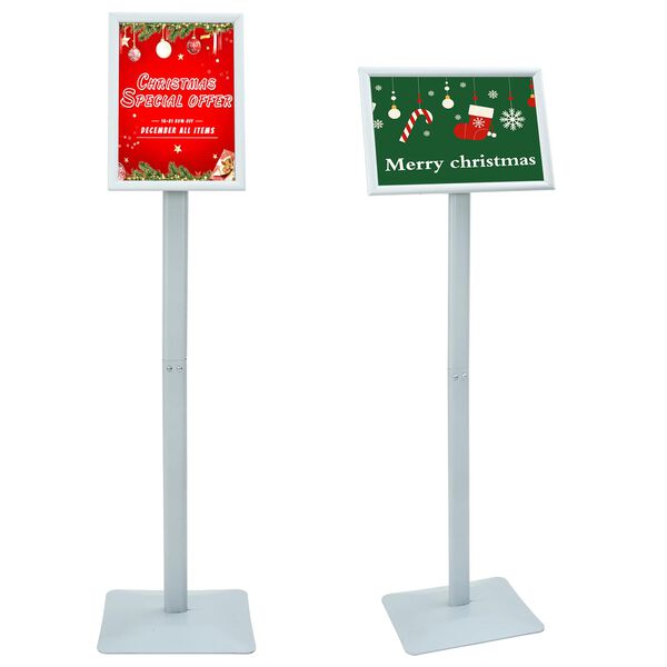 vidaXL Pedestal Poster Stand Silver 32 x 27 x 119 cm PVC and Cast Iron
