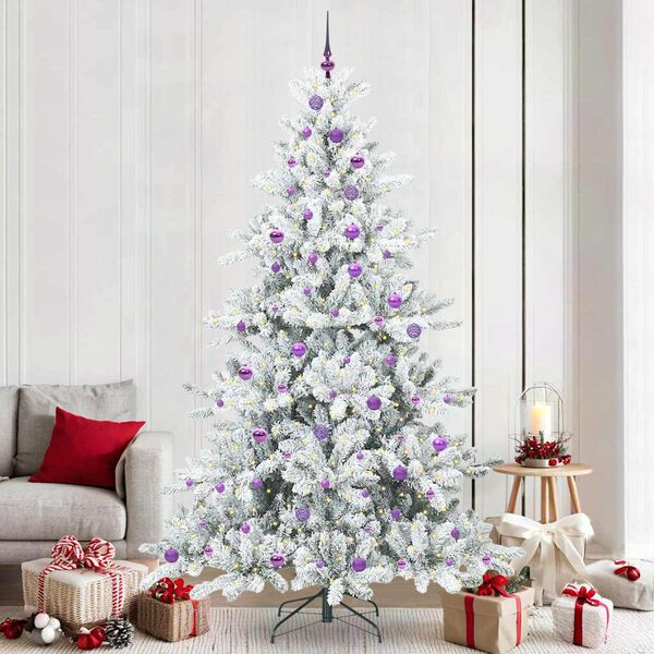 vidaXL Artificial Hinged Christmas Tree White 240 cm PVC and Steel