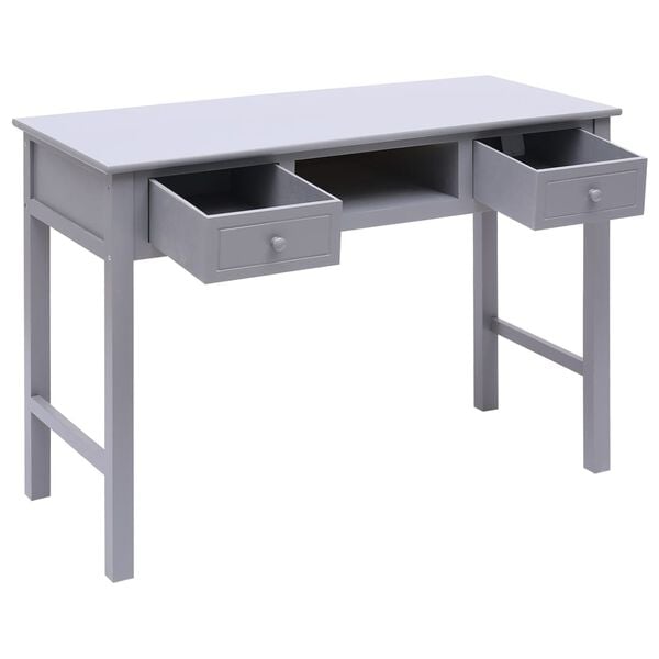 vidaXL Desk Grey 108x45x76 cm Solid Wood Paulownia
