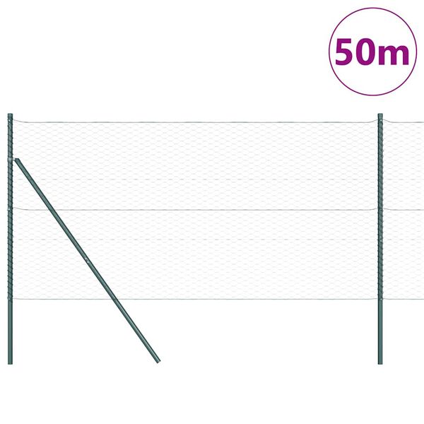 vidaXL Fence Post Grey 50 x 1.4 m (36 mm mesh) Steel and PVC