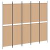 vidaXL 5-Panel Room Divider Beige 250 x 220 cm Fabric