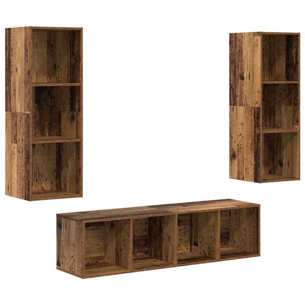 vidaXL TV Cabinet Set Wall-mounted 3 pcs Old Wood Engineered Wood