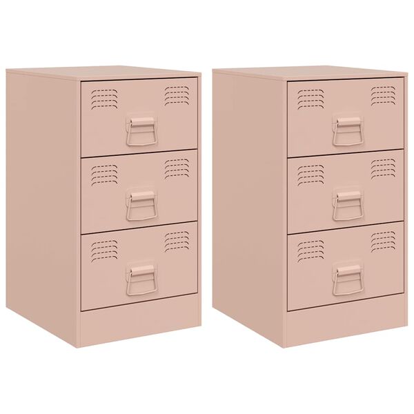 vidaXL Bedside Cabinets 2 pcs Pink 34.5x39x62 cm Steel