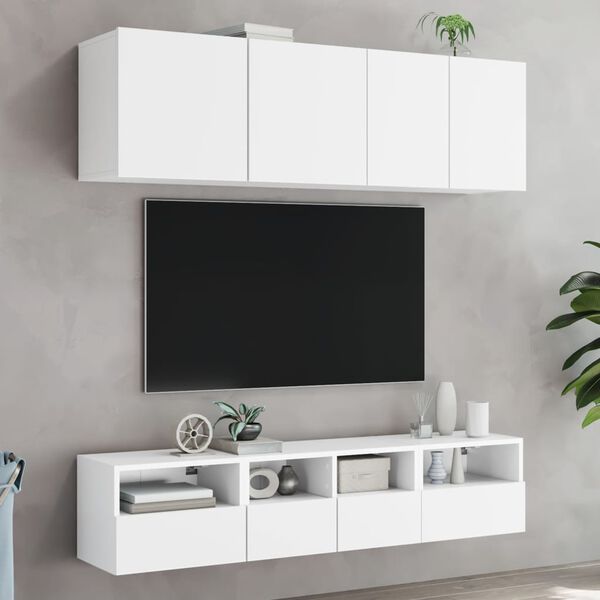 vidaXL 5 Piece TV Wall Units White Engineered Wood
