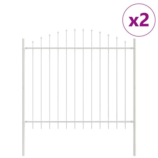 vidaXL Garden Fence 2 pcs White 170 x 190 cm Powder-Coated Steel