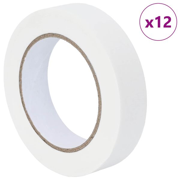 vidaXL Painter Masking Tapes 12 pcs White 25mm x 50m Paper