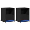 vidaXL Bedside Cabinets with LED Lights 2 pcs Black Engineered Wood