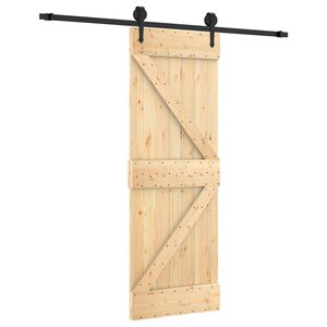 vidaXL Sliding Door Natural and Black 70 x 210 cm Solid Pine Wood
