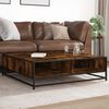 vidaXL Coffee Table Smoked Oak 100x100x30 cm Engineered Wood and Metal