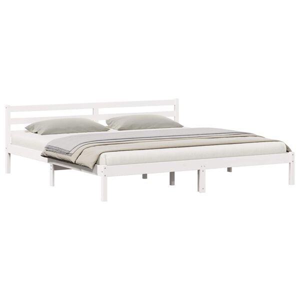 vidaXL Bed Frame White 215.5 x 205.5 x 69.5 cm Solid Pine Wood